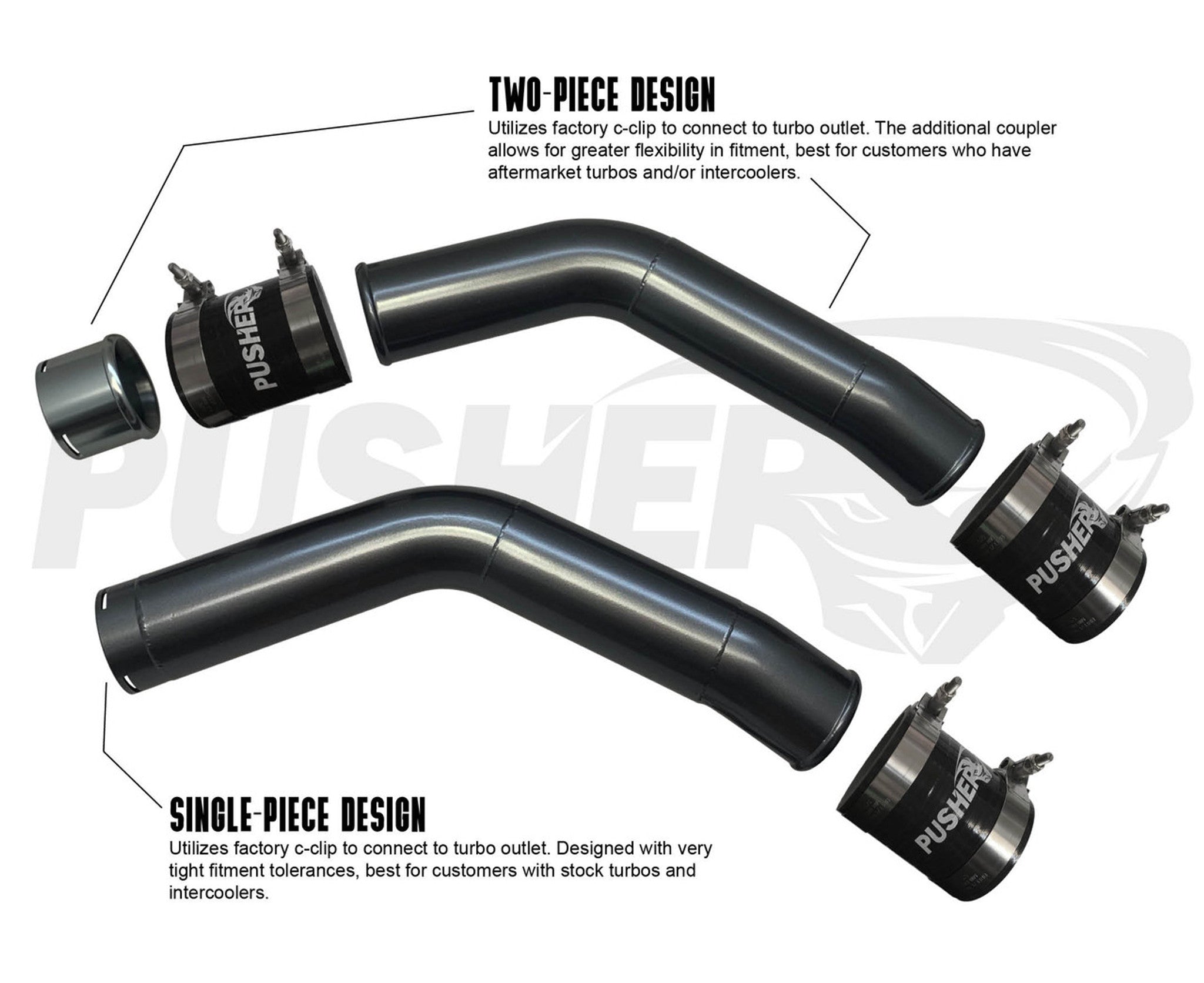 Pusher HD 3" Hot Side Charge Tube for 2023+ Ford F250/350 6.7L High Output Powerstroke - Apollo Off-Road