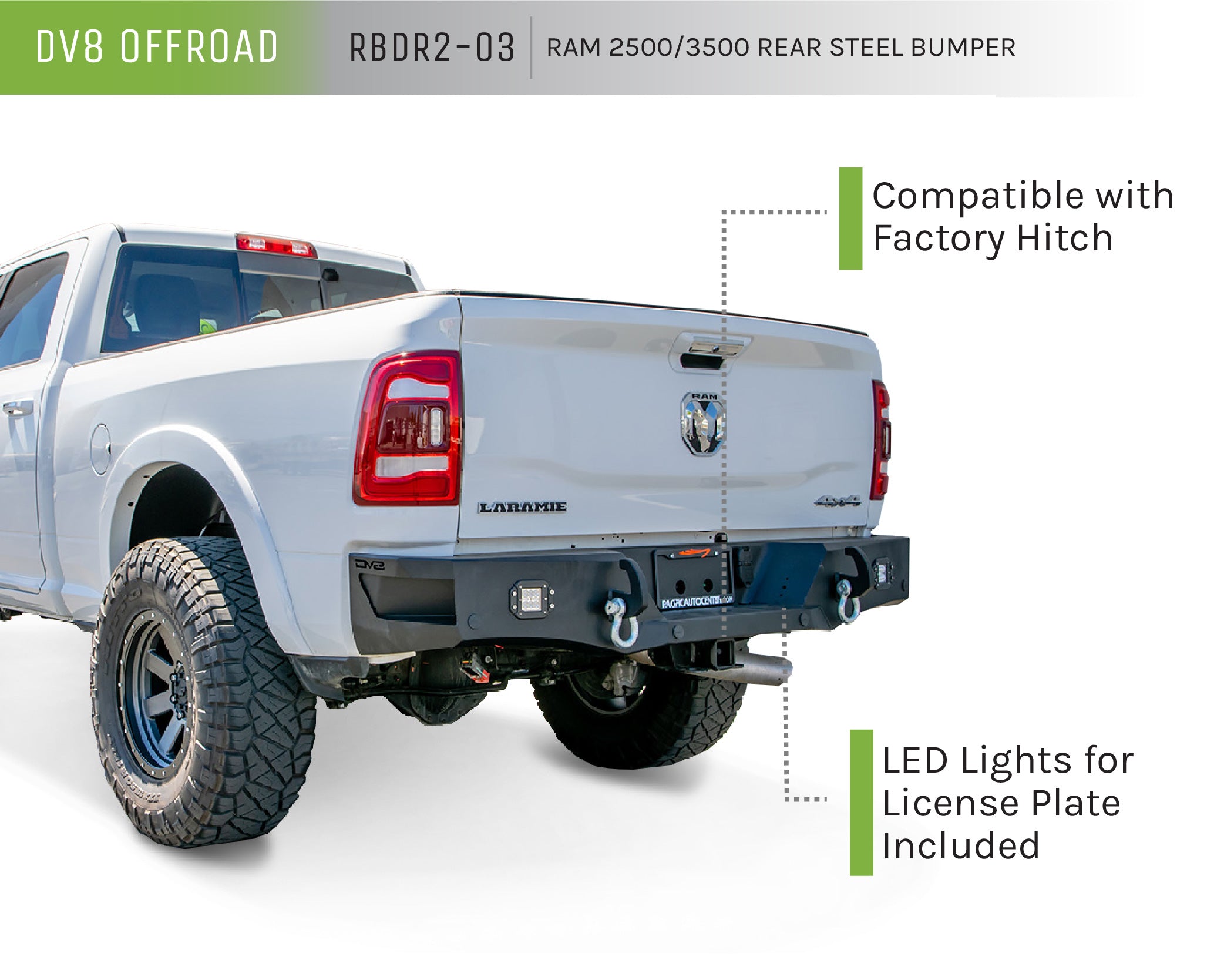 RAM 2500/3500 Rear Bumper With Corner Footsteps and LED Lights - Apollo Off-Road