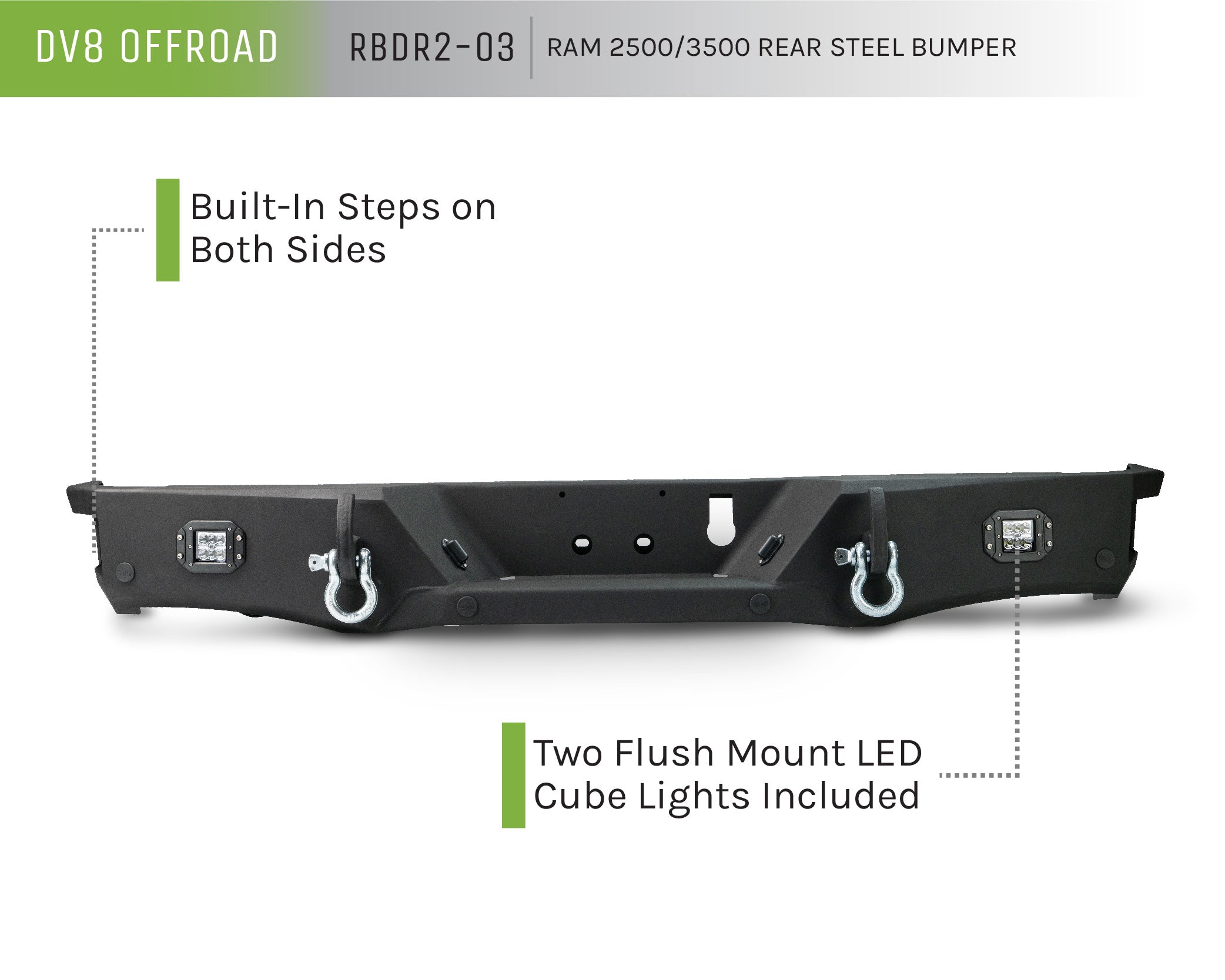 RAM 2500/3500 Rear Bumper With Corner Footsteps and LED Lights - Apollo Off-Road
