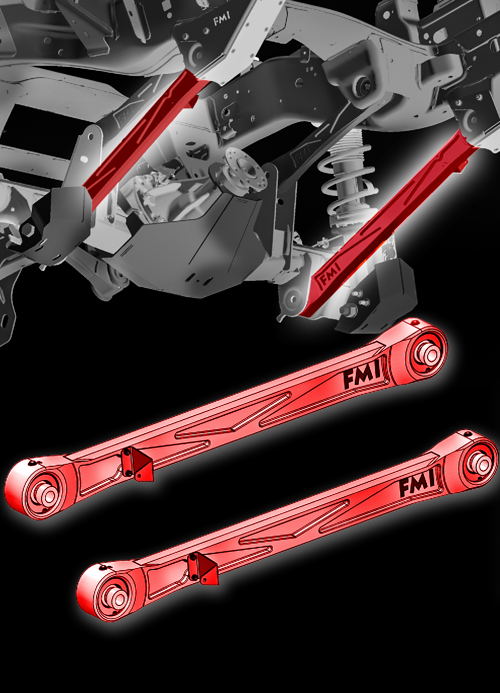 Foutz Motorsports Rear Lower Billet Aluminum Suspension Arms with Ultra-Flex joints 2024 Ford Ranger Raptor