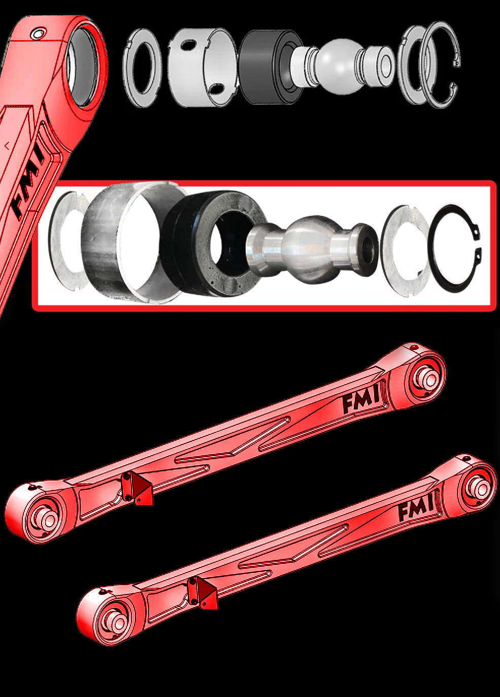 Foutz Motorsports Rear Lower Billet Aluminum Suspension Arms with Ultra-Flex joints 2024 Ford Ranger Raptor
