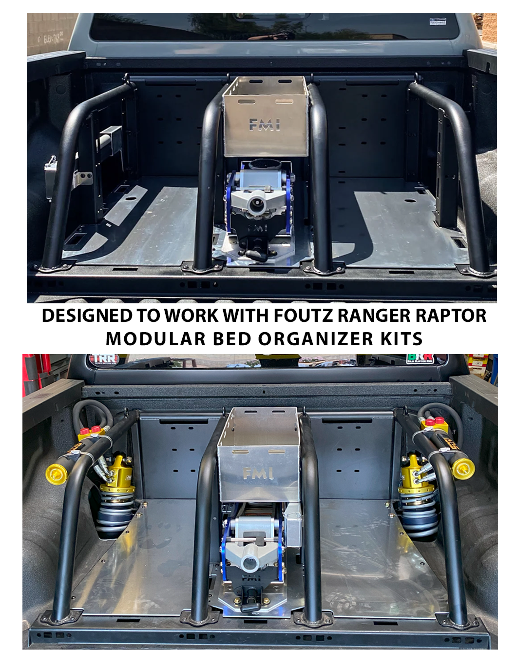 Foutz Motorsports Bolt in Aluminum Fuel Jug Tray (9.5" Wide, 5 Gal) For Bed Organizer kits 2024-2027 Ford Ranger Raptor
