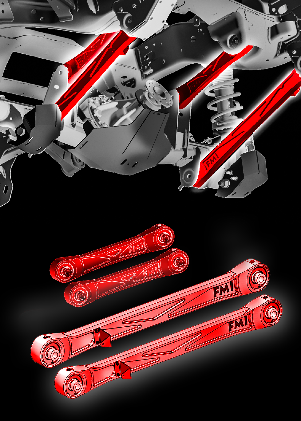 Foutz Motorsports Rear Suspension Kit - Billet Aluminum Arms with Ultra-Flex joints 2024 Ford Ranger Raptor