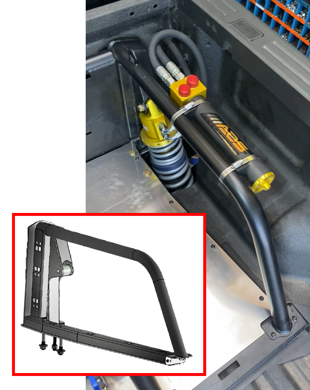 Foutz Motorsports Modular Bed Organizer Side Shock Mount Kit - Long Travel Suspension 2024-2026 Ford Ranger Raptor