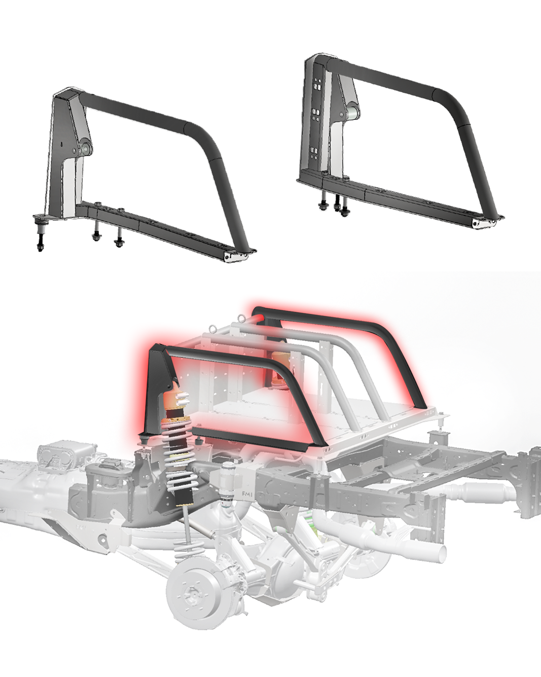 Foutz Motorsports Modular Bed Organizer Side Shock Mount Kit - Long Travel Suspension 2024-2026 Ford Ranger Raptor