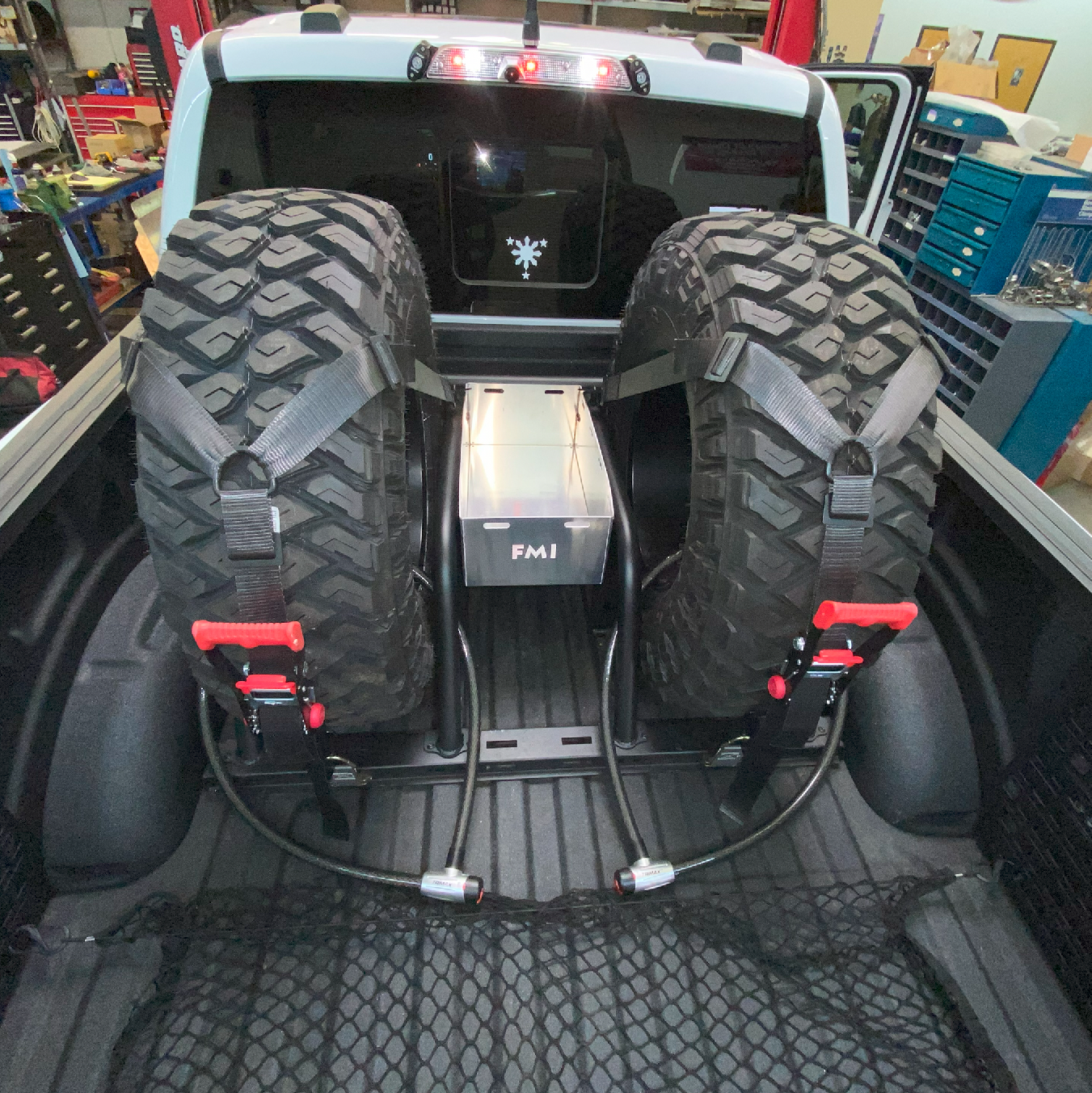 Foutz Motorsports Dual Tire Carrier Quick Release Modular Bed Organizer 2010-2014 Ford F-150 SVT Raptor 2017-2024 Ford F-150 Raptor 2023-2024 Ford F-150 Raptor R