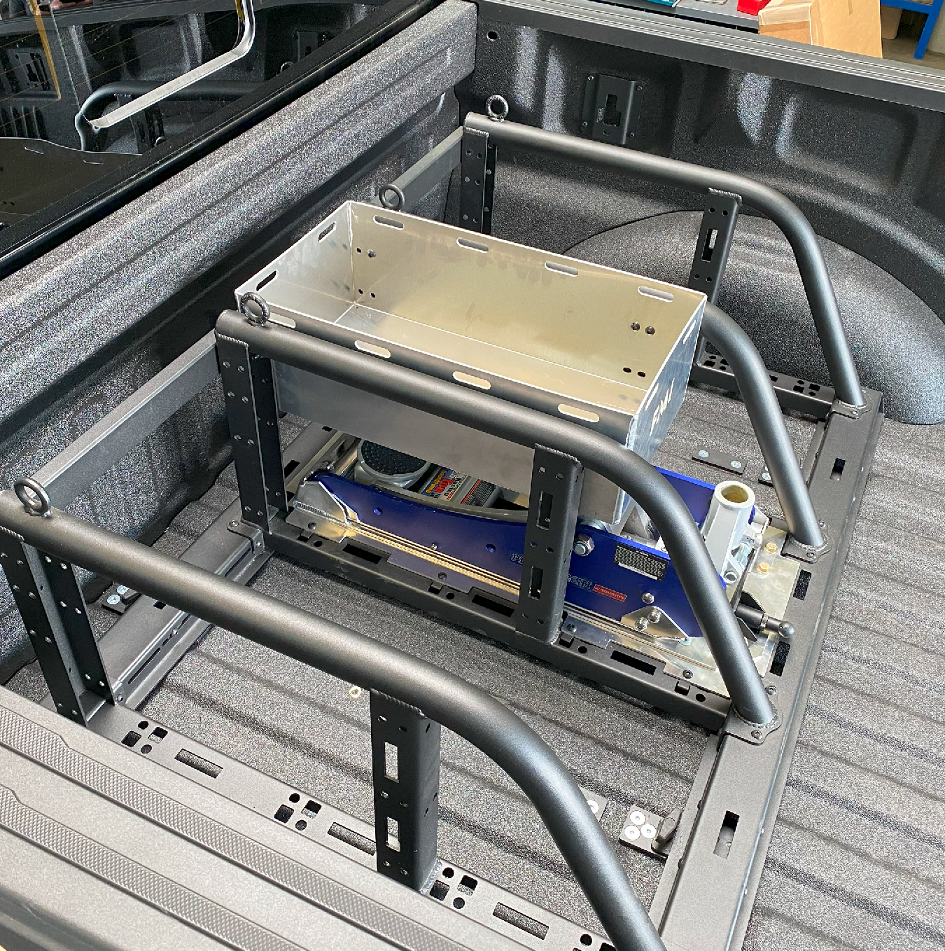 Foutz Motorsports Dual Tire Carrier Quick Release Modular Bed Organizer 2010-2014 Ford F-150 SVT Raptor 2017-2024 Ford F-150 Raptor 2023-2024 Ford F-150 Raptor R