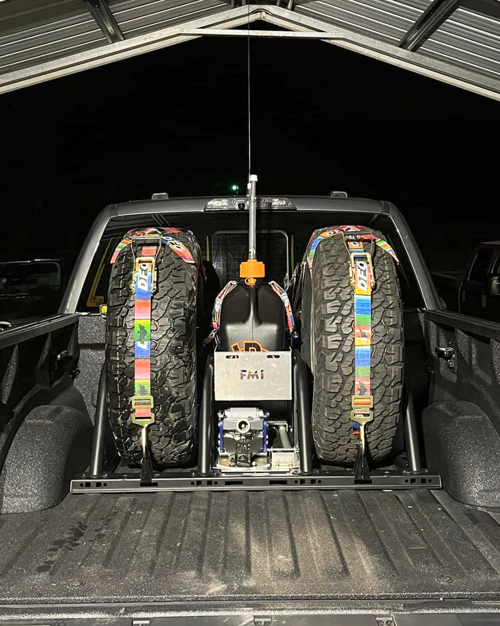 Foutz Motorsports Dual Tire Carrier Quick Release Modular Bed Organizer 2010-2014 Ford F-150 SVT Raptor 2017-2024 Ford F-150 Raptor 2023-2024 Ford F-150 Raptor R