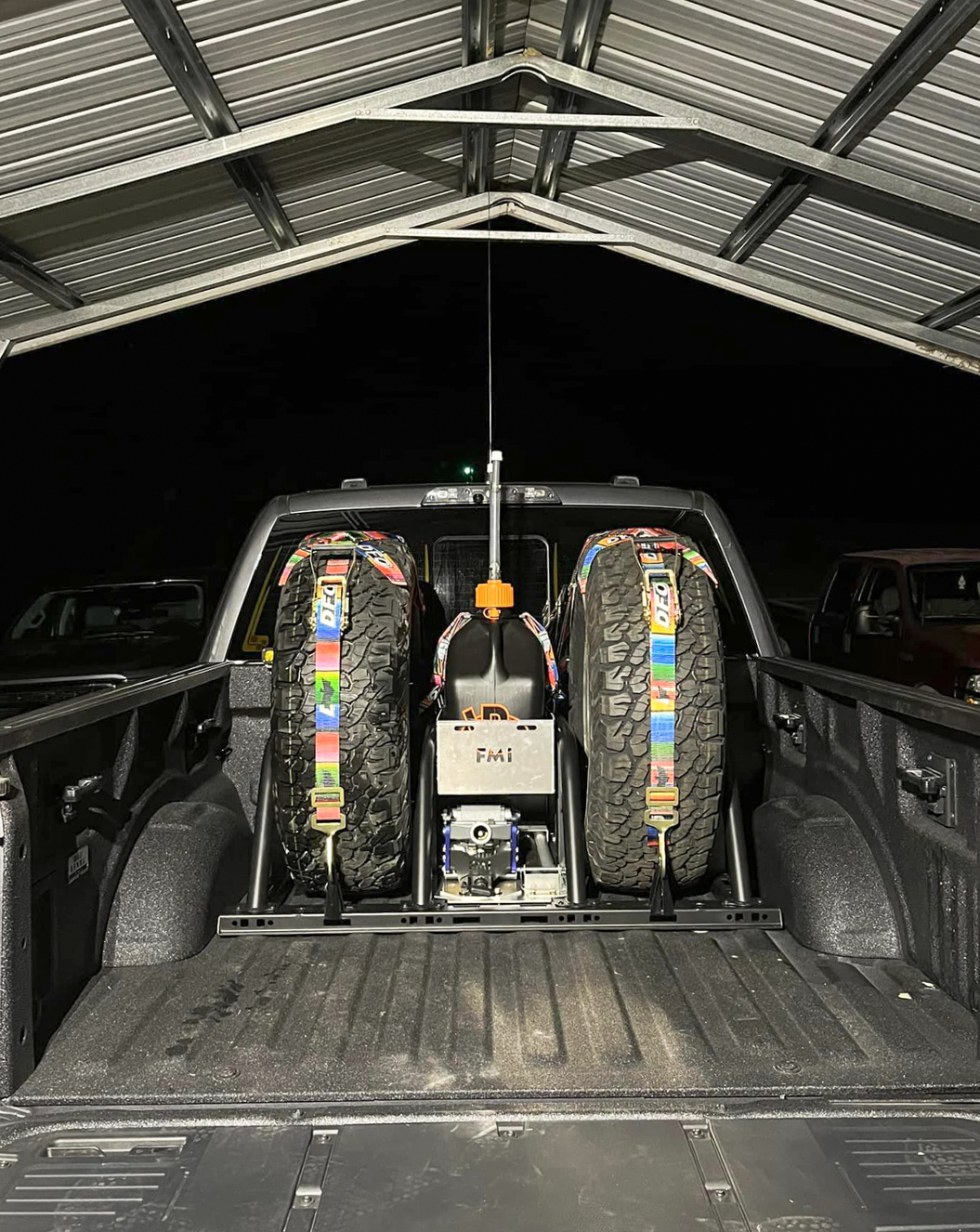 Foutz Motorsports Dual Tire Carrier Quick Release Modular Bed Organizer 2010-2014 Ford F-150 SVT Raptor 2017-2024 Ford F-150 Raptor 2023-2024 Ford F-150 Raptor R