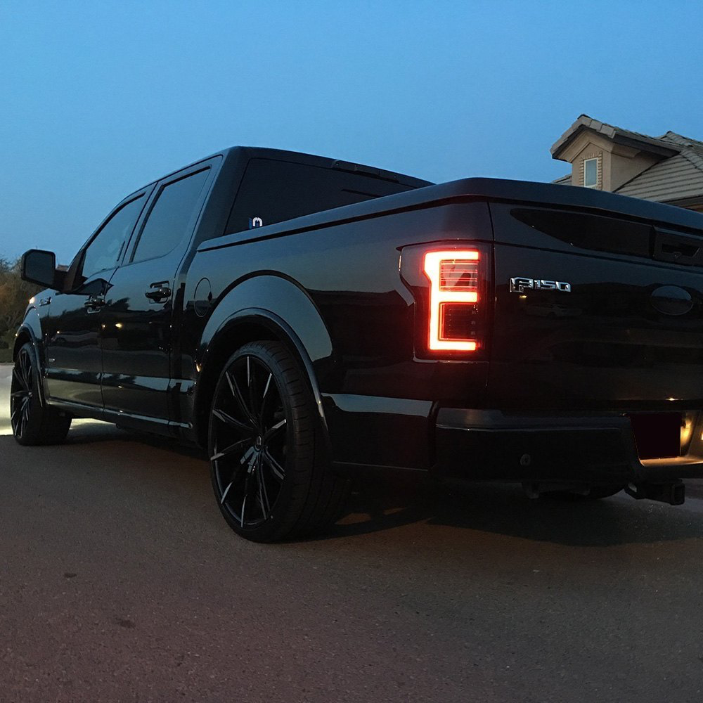 RECON Ford F150 15-20 & Raptor 17-20 (Replaces OEM LED Style Tail Lights w Blind Spot Warning System) OLED Tail Lights Smoked Lens - Apollo Off-Road