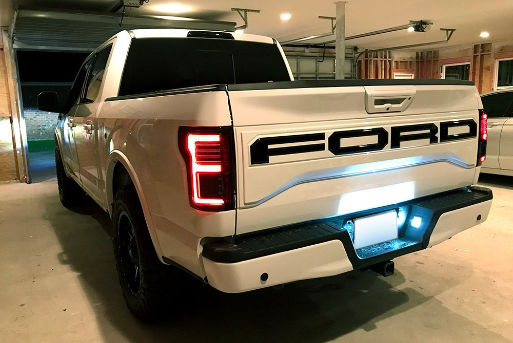 RECON Ford F150 15-20 & Raptor 17-20 (Replaces OEM LED Style Tail Lights w Blind Spot Warning System) OLED Tail Lights Smoked Lens - Apollo Off-Road
