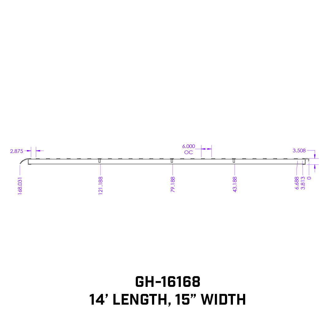 Single Heavy Duty 14 foot Aluminum Loading Ramp 15" x 168" 4K Capacity - Apollo Off-Road