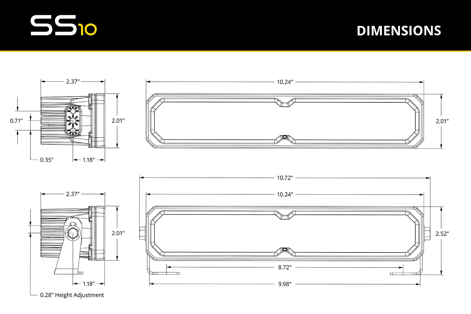 Diode Dynamics SS10 Pro Yellow Spot ABL (one)