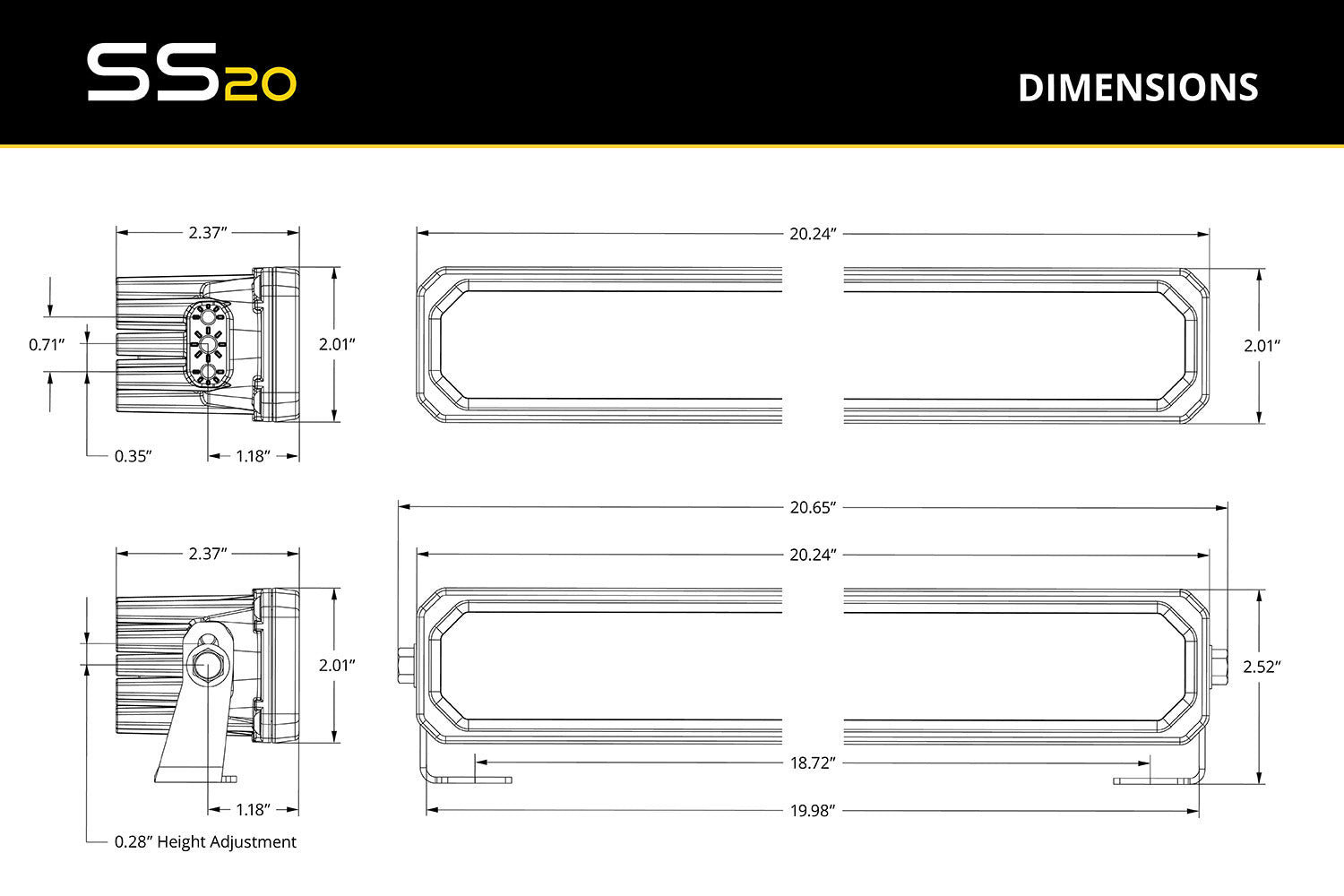 Diode Dynamics SS20 Sport Yellow Combo ABL (one)