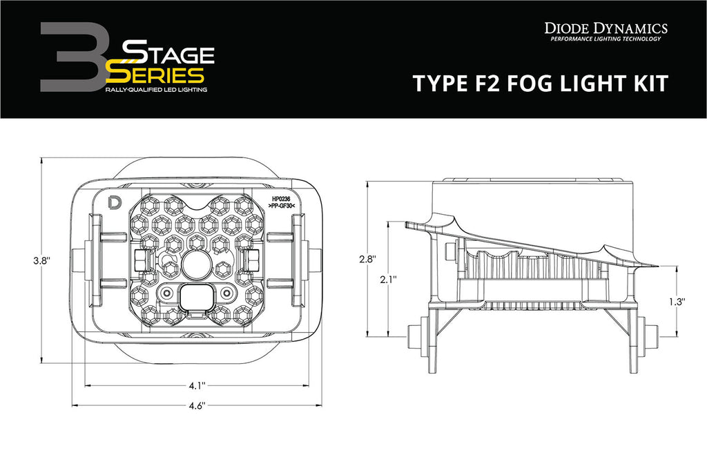 Diode Dynamics SS3 Sport Type F2 Kit ABL White SAE Fog