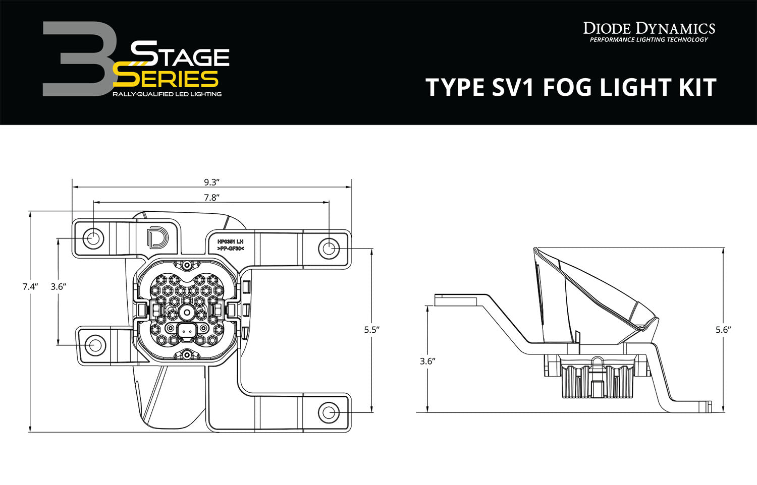 Diode Dynamics SS3 Max Type SV1 Kit ABL Yellow SAE Fog