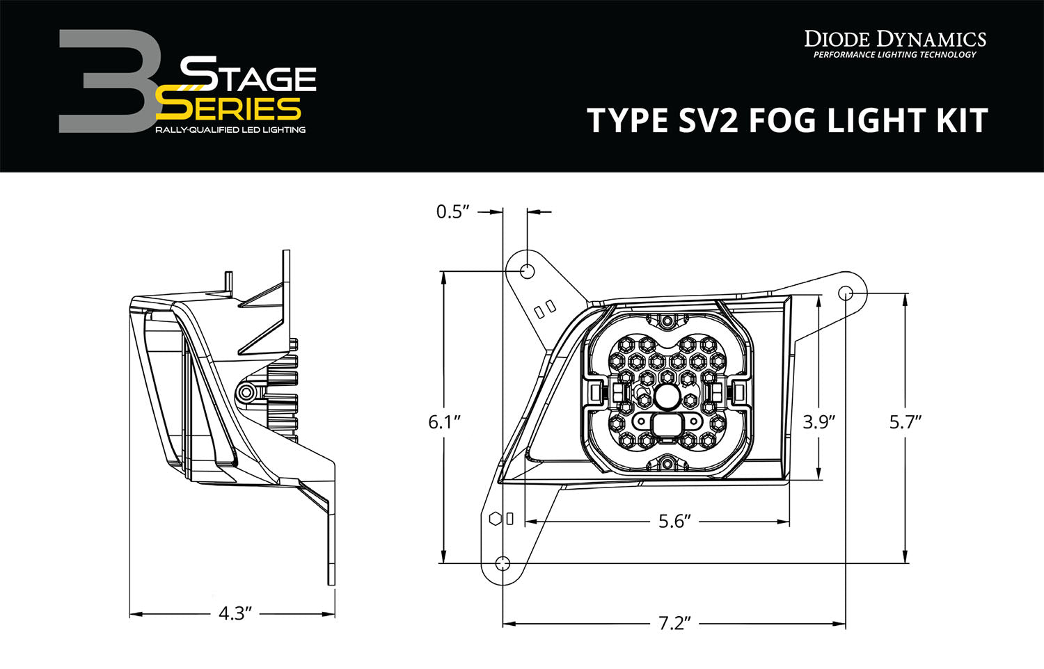 Diode Dynamics SS3 Pro Type SV2 Kit ABL White SAE Fog