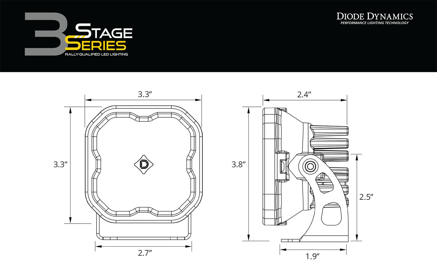 Diode Dynamics SS3 Max WBL White Driving Standard - No Brackets (single)