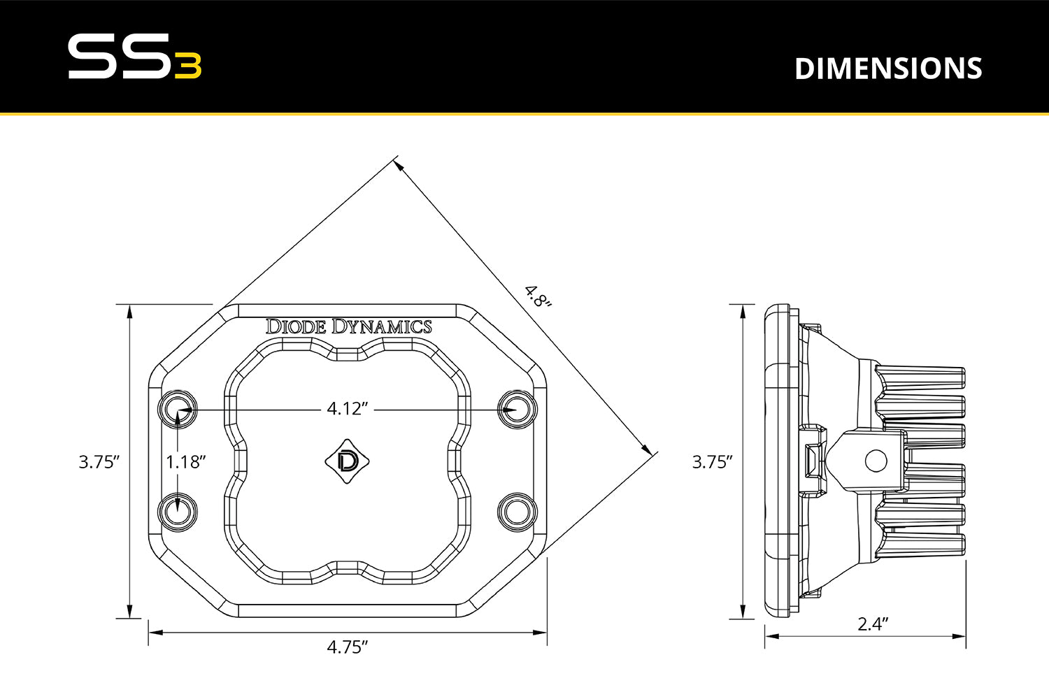 Diode Dynamics SS3 Sport ABL White Combo Flush (single)