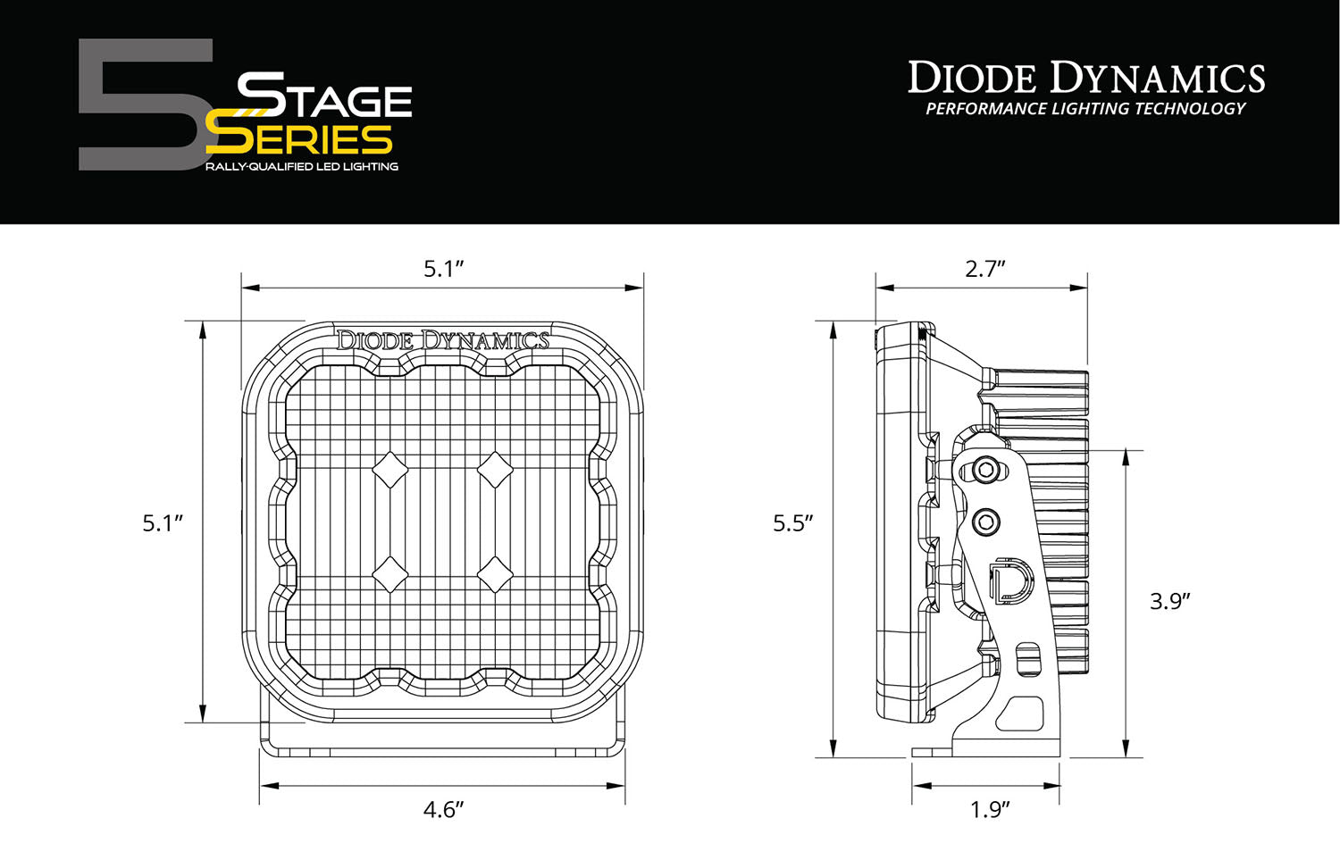 Diode Dynamics SS5 LED Pod Pro Yellow Combo (pair)