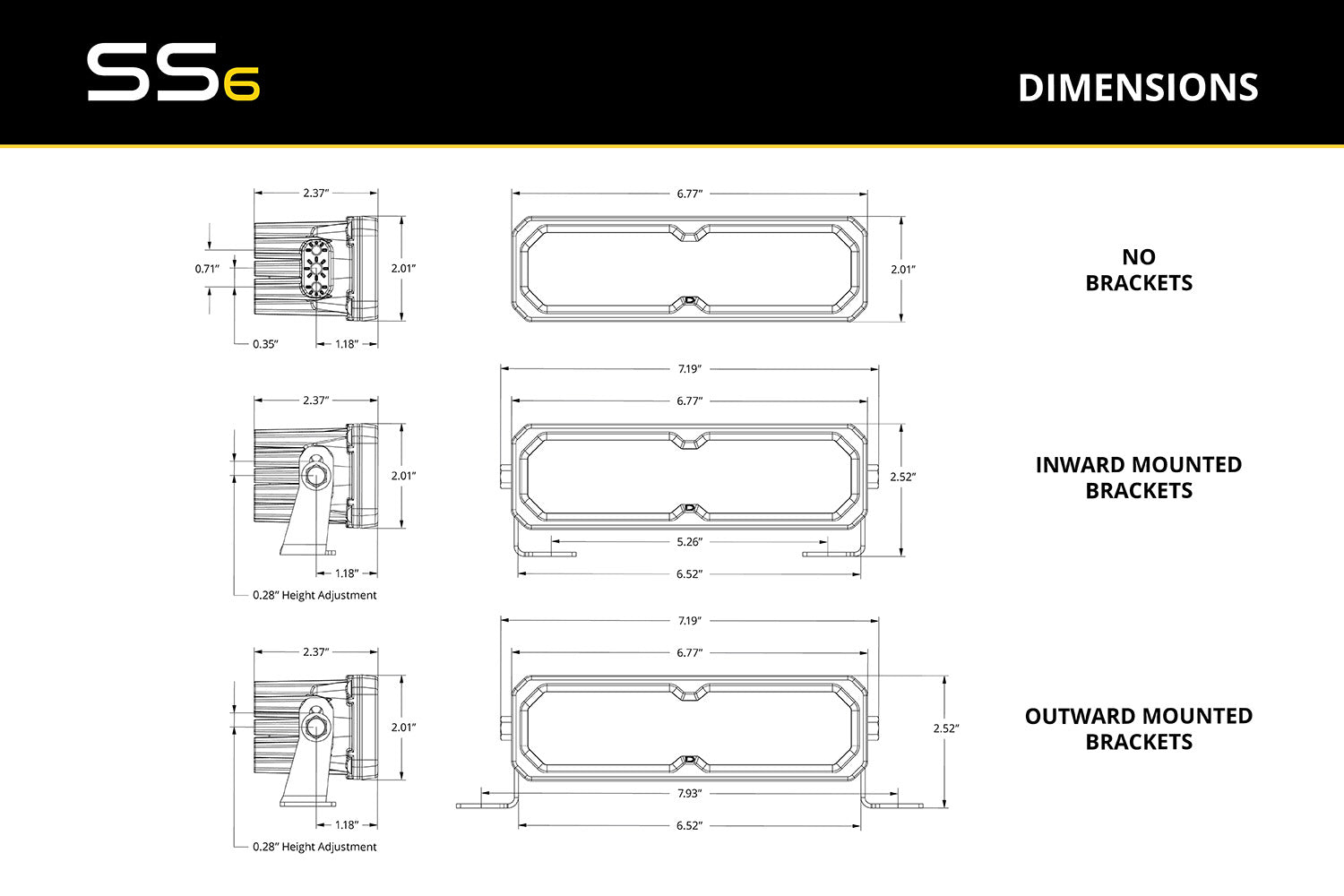 Diode Dynamics SS6 Pro Yellow Driving ABL (pair)
