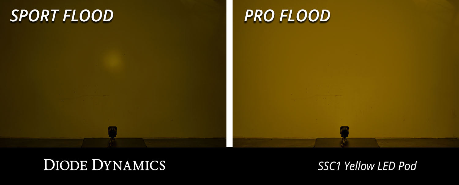 Diode Dynamics SSC1 LED Pod Pro Yellow Flood Flush ABL (pair)