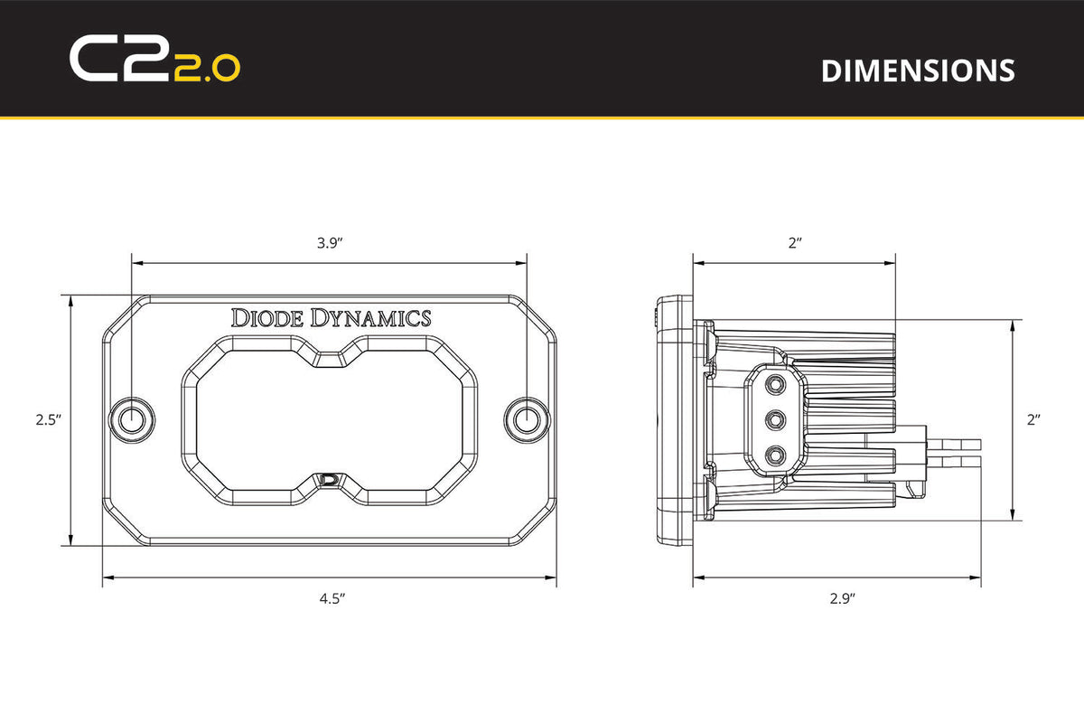 Diode Dynamics C2 2.0 Pro Yellow Flood Flush ABL (single)