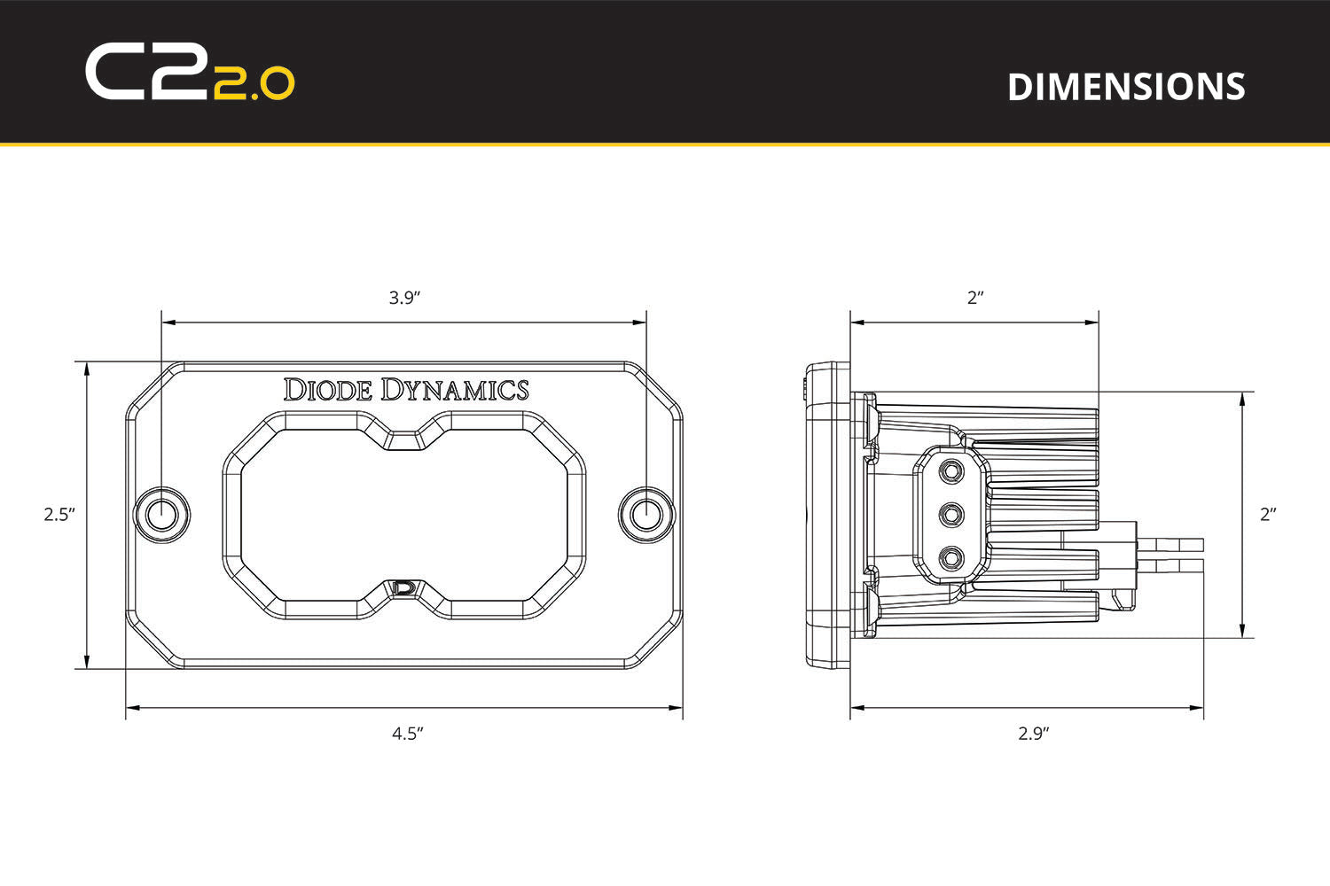 Diode Dynamics C2 2.0 Pro Yellow Combo/Driving Flush ABL (pair)
