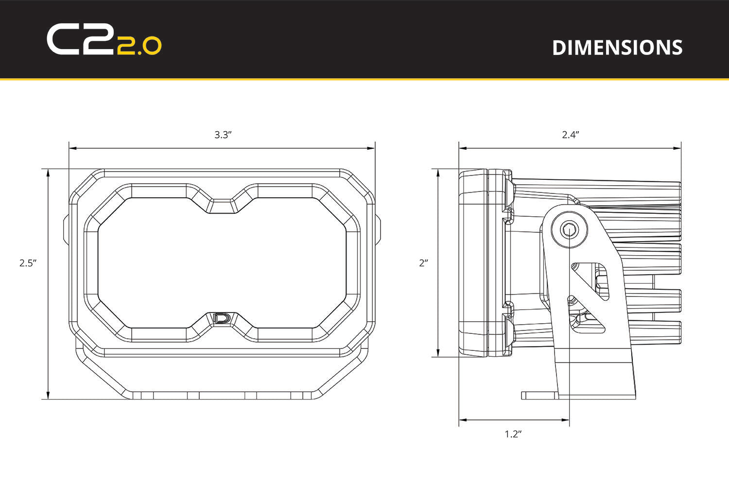 Diode Dynamics Stage Series 1.5 Inch Roll Bar Reverse Light Kit C2 2.0 Pro (pair)