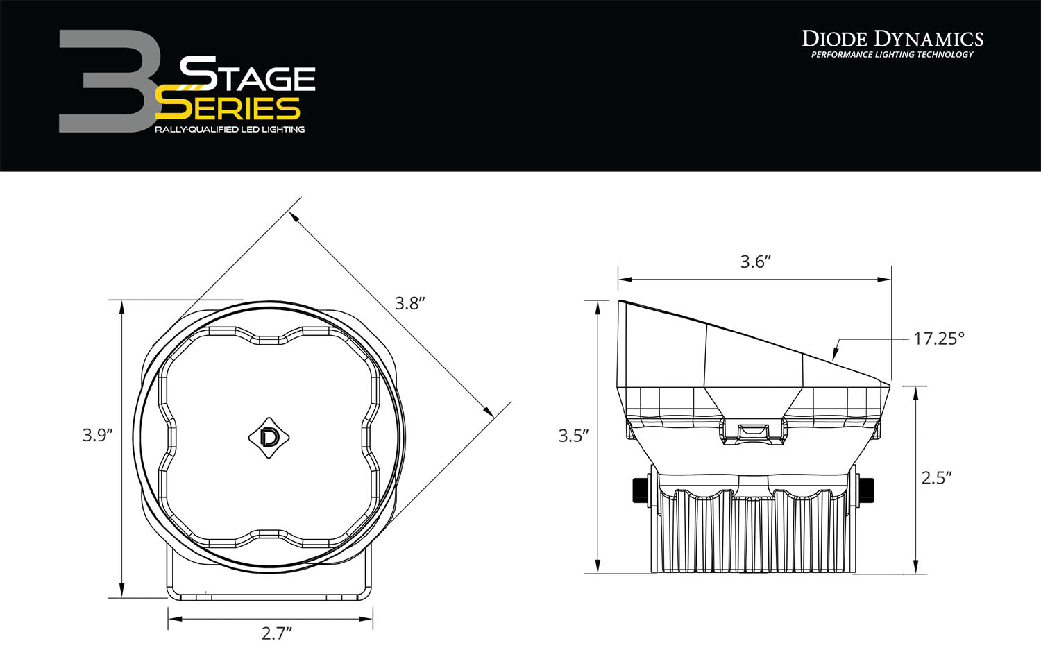Diode Dynamics SS3 Sport ABL White SAE Fog Angled - No Brackets (pair)