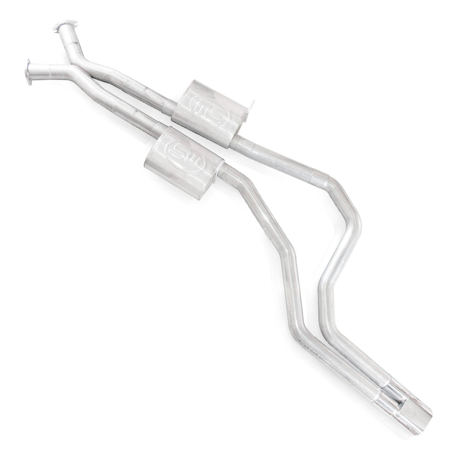 Stainless Works Catback Dual Turbo Mufflers Dual Slash-Cut Tips Factory Connect - Apollo Off-Road