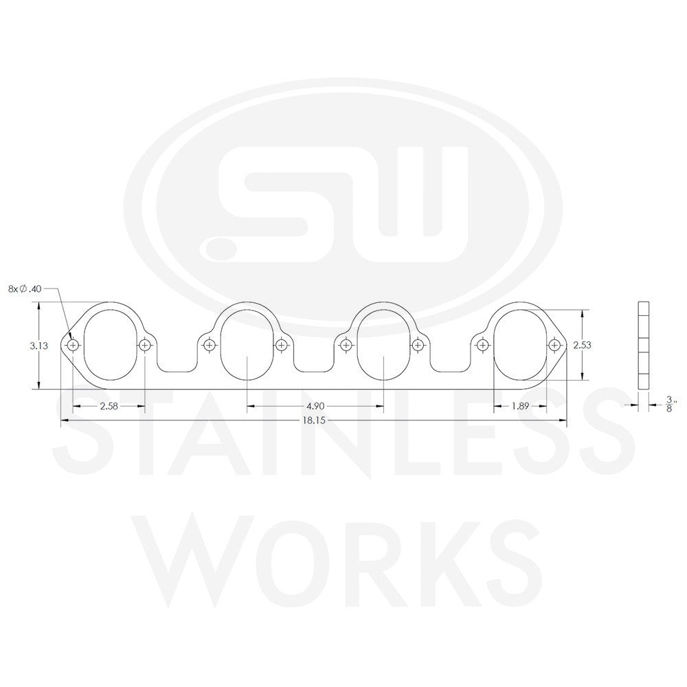 Stainless Works Header Flange BBF 2-1/4" Flat Oval Port - Apollo Off-Road