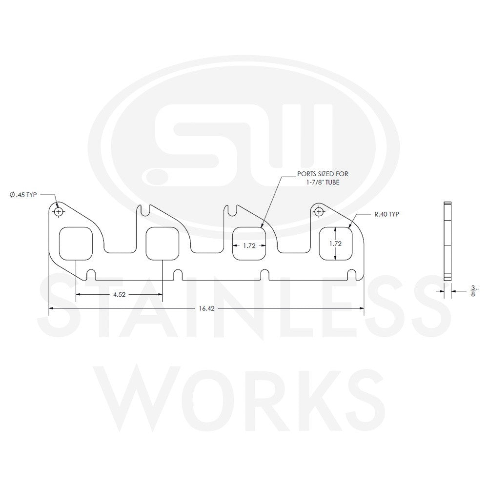 Stainless Works Header Flange Ford 1-7/8" Square Port - Apollo Off-Road