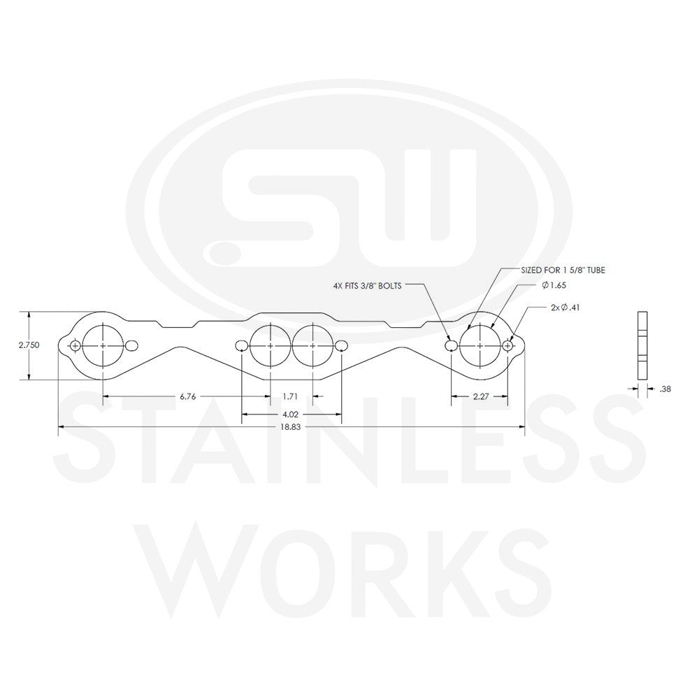 Stainless Works Header Flange SBC 1-5/8" Round Port - Apollo Off-Road