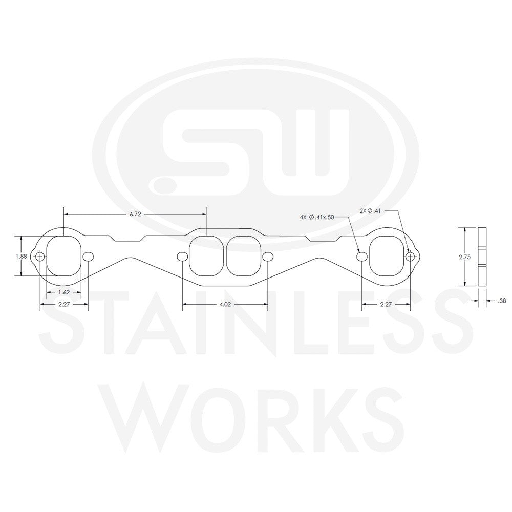 Stainless Works Header Flange SBC 1-7/8" Square Port - Apollo Off-Road