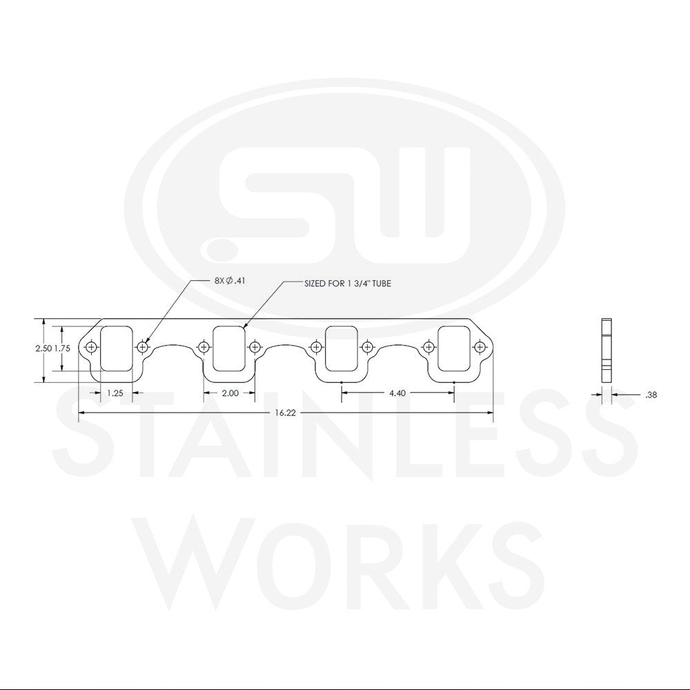Stainless Works Header Flange SBF 1-3/4" Stock Shaped Port - Apollo Off-Road