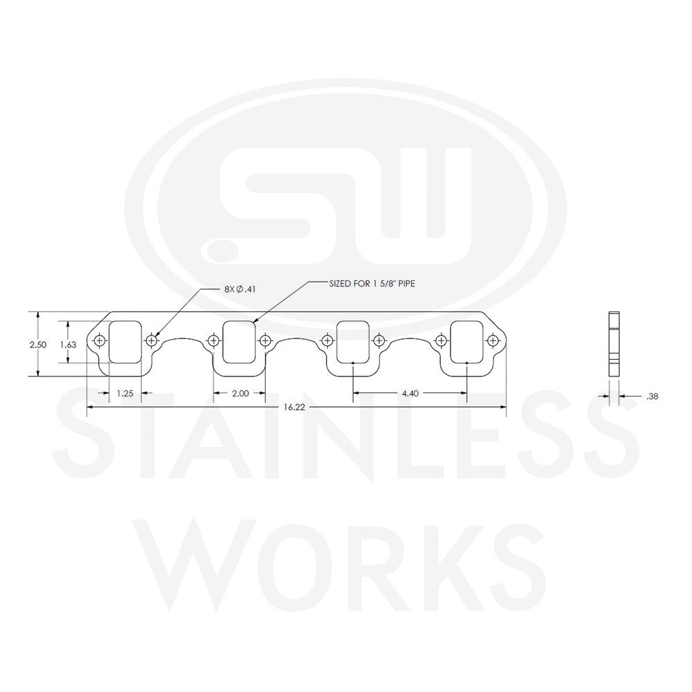 Stainless Works Header Flange SBF 1-5/8" Stock Shaped Port - Apollo Off-Road