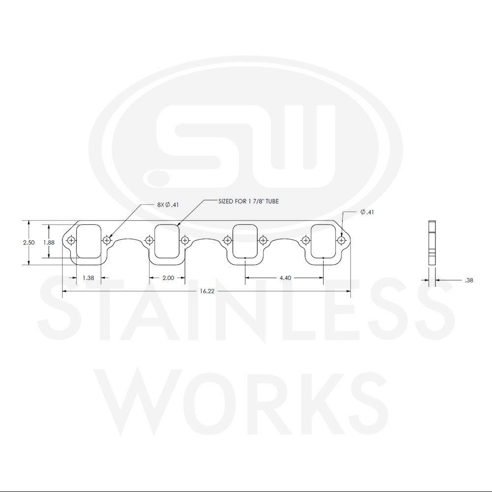 Stainless Works Header Flange SBF 1-7/8" Rectangular Port - Apollo Off-Road