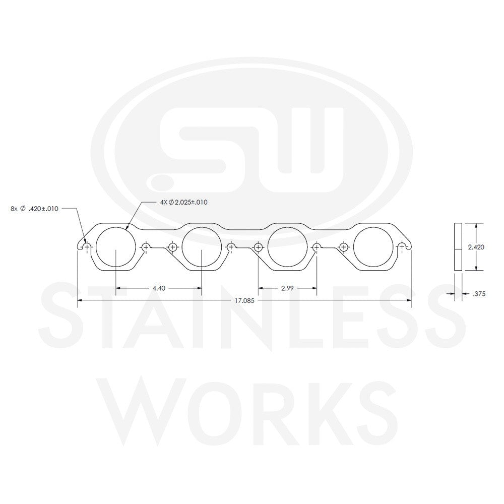 Stainless Works Header Flange SBF 2" Round Port - Apollo Off-Road