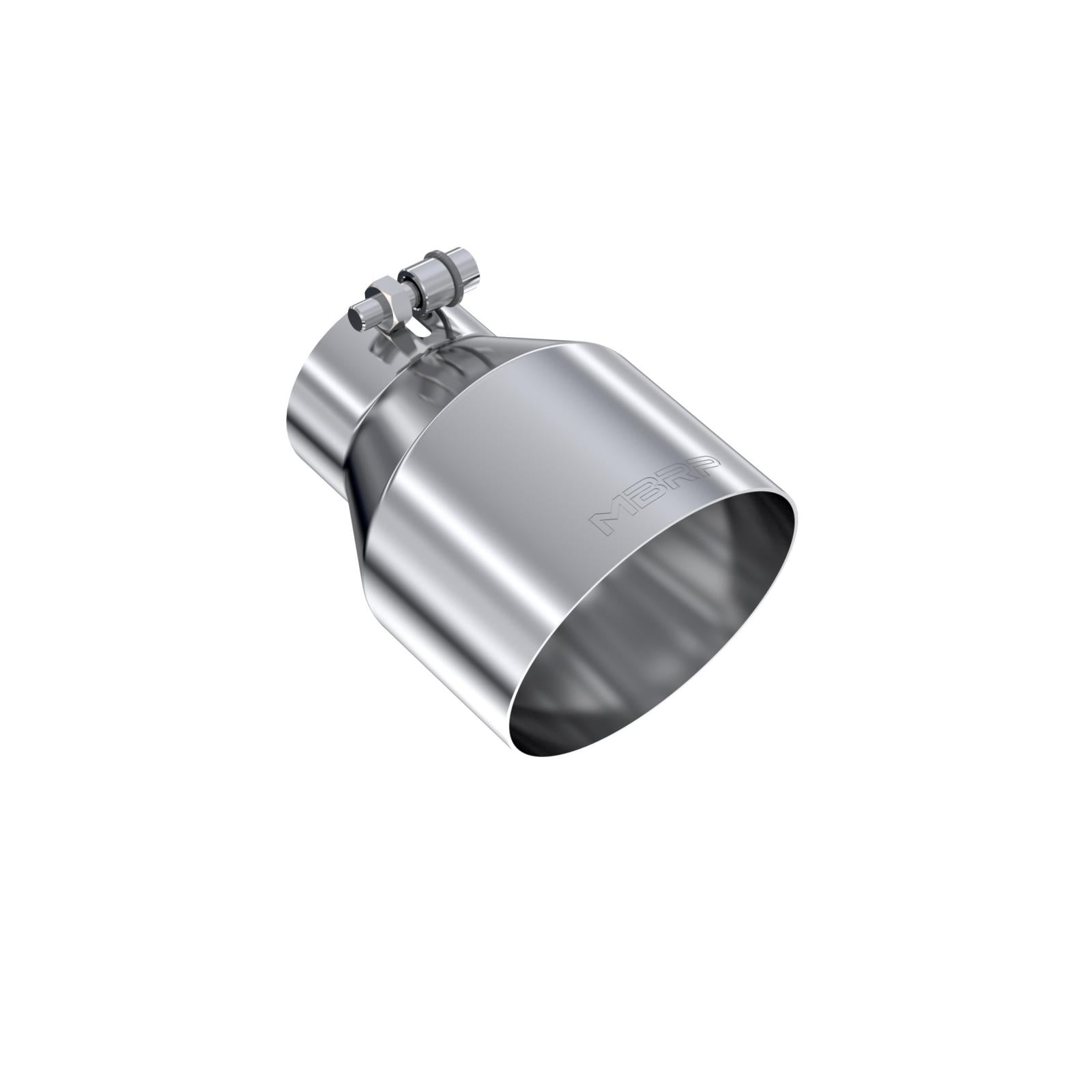 T304 Stainless Steel Tip 3 inch ID 5 inch OD Out 6.5 inch Length Angle Cut Single Wall - Apollo Off-Road