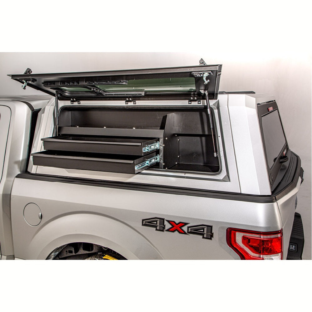 Truck Bed Drawer Drawer-Bin Full-Size EVO and EVOc Applications 5.5/6.5 Foot Bed Left Side Mount SmartCap Fits Caps w/Serial #'s ending in "NA" - Apollo Off-Road