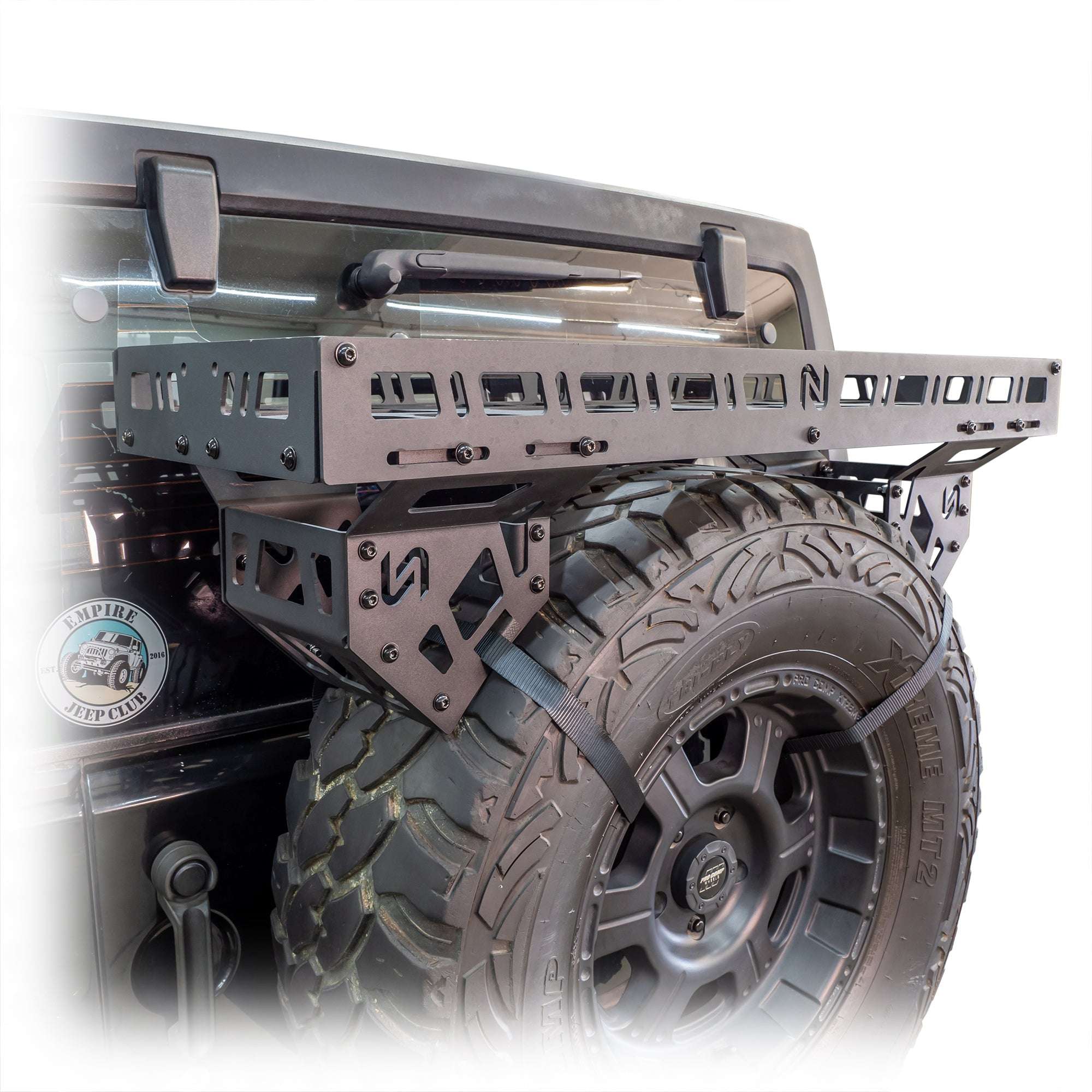Spare Tire Storage Rack for Universal Externally Mounted Spare Tires