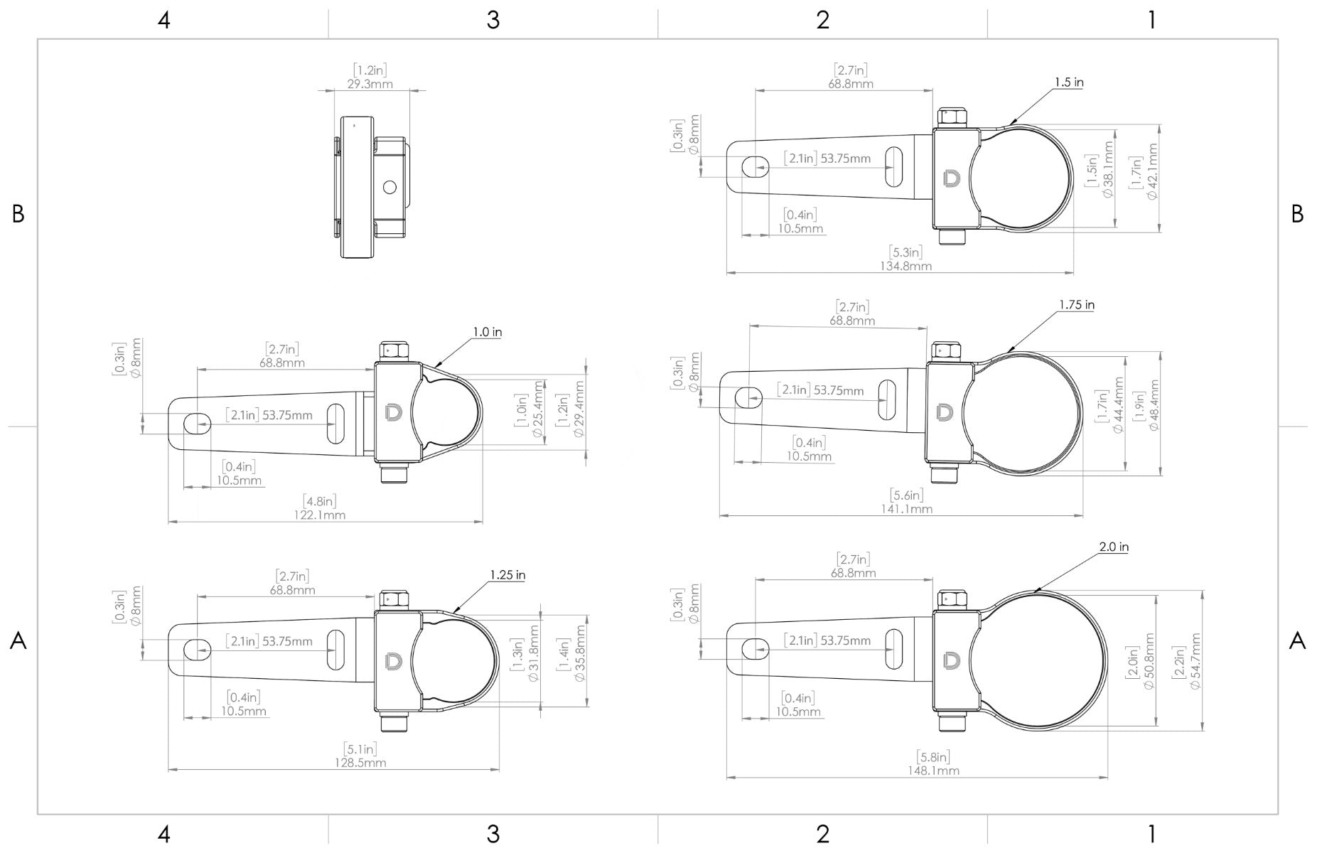 Diode Dynamics Stage Series 1.25 inch Roll Bar Mount Kit (one)