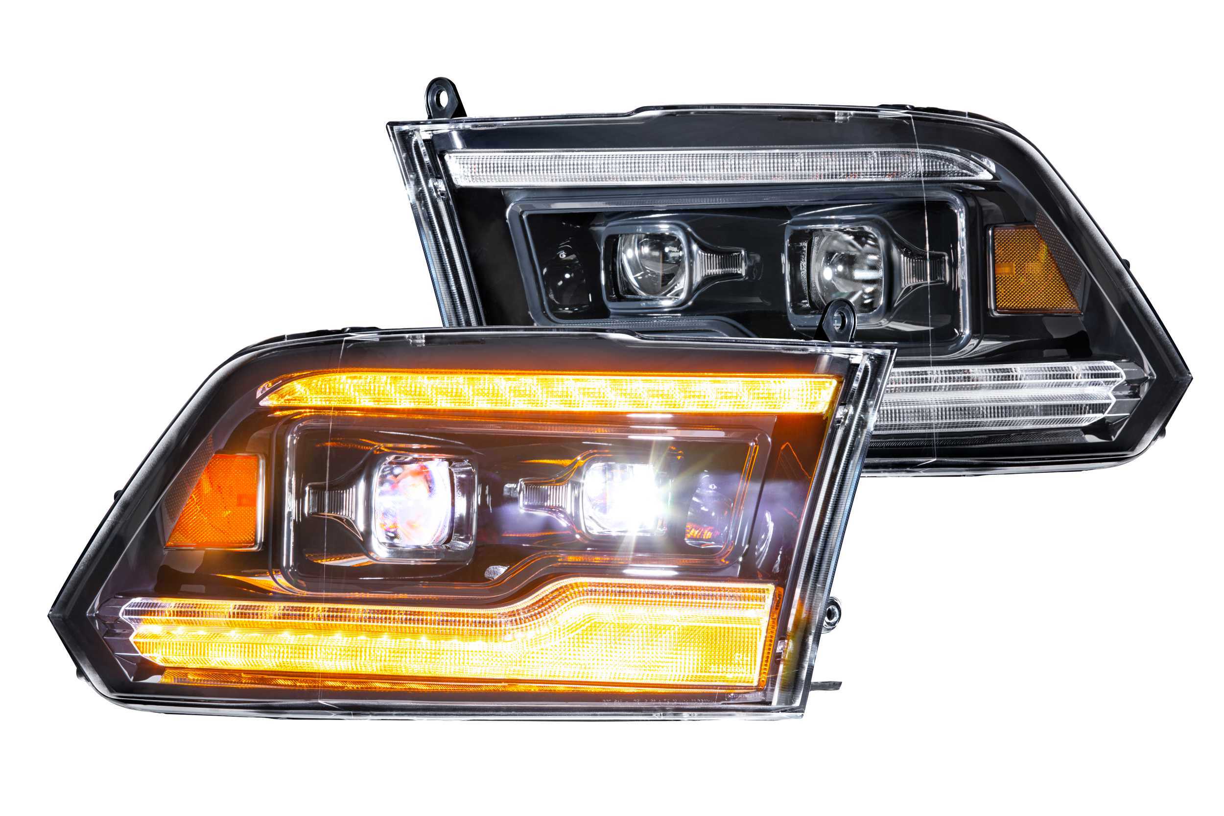 XB LED Headlights: Dodge Ram (09-18) (Pair / Amber DRL) - Apollo Off-Road