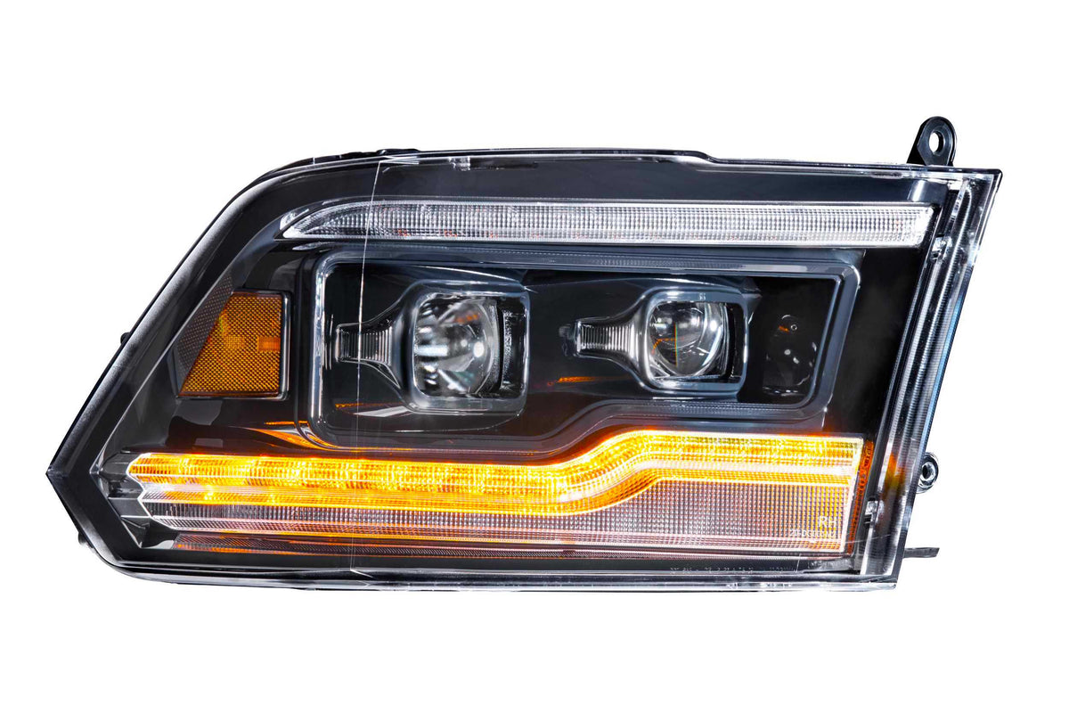 XB LED Headlights: Dodge Ram (09-18) (Pair / Amber DRL) - Apollo Off-Road