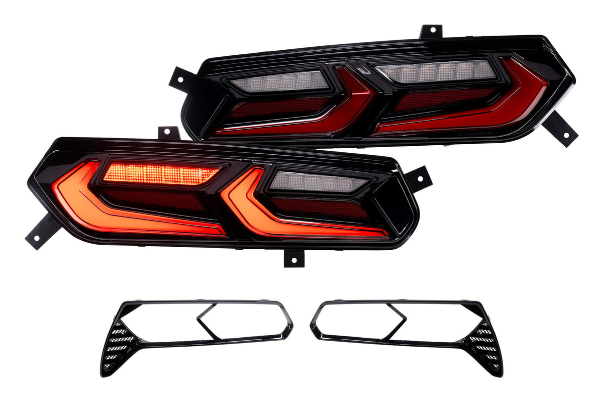 XB LED Tail Lights: 14- 19 Corvette C7 (C8 Style / Set) Choose Smoked / Red - Apollo Off-Road