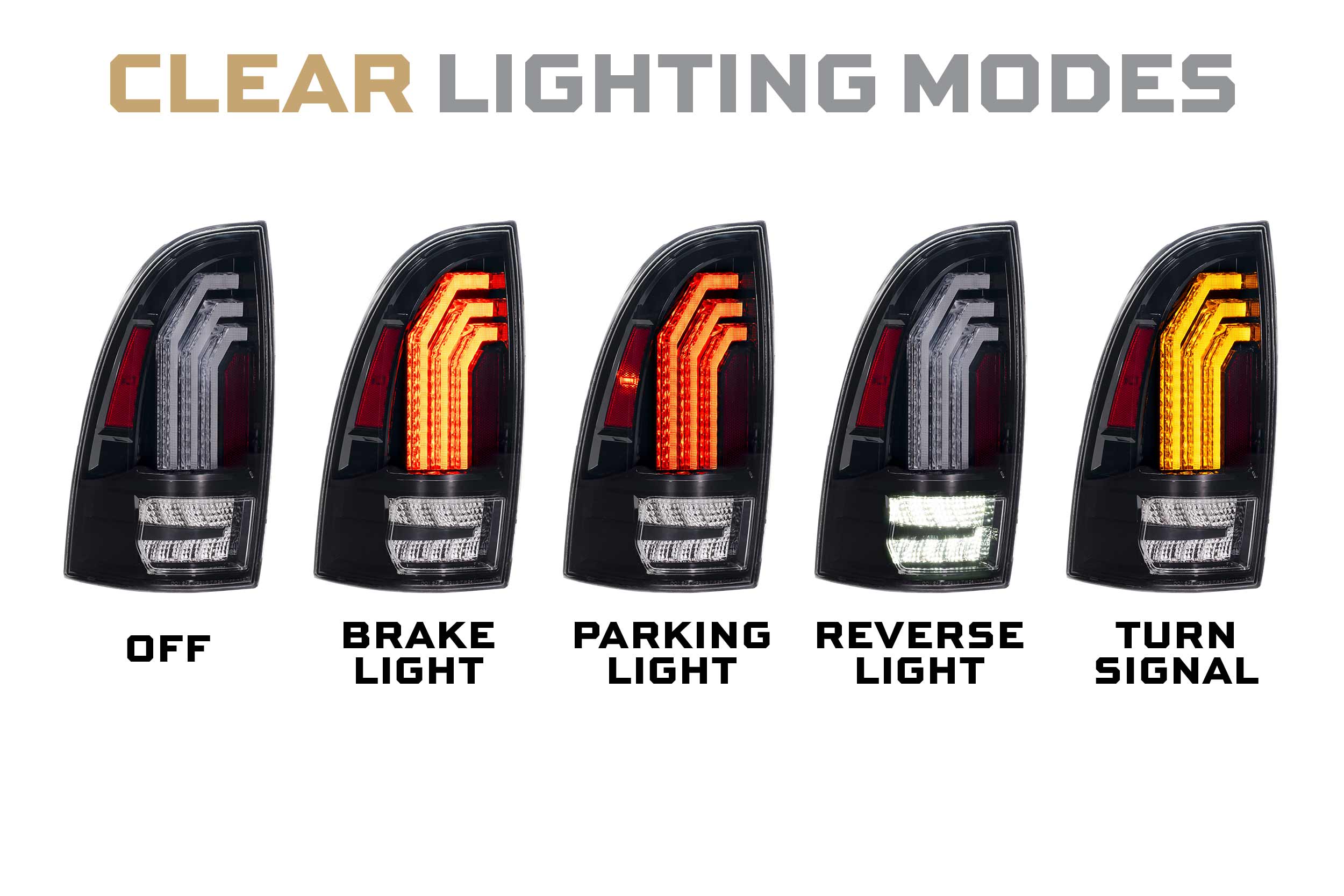 XB LED Tail Lights: 2005-2015 Toyota Tacoma, Set (Choose Red or Clear Lens) - Apollo Off-Road
