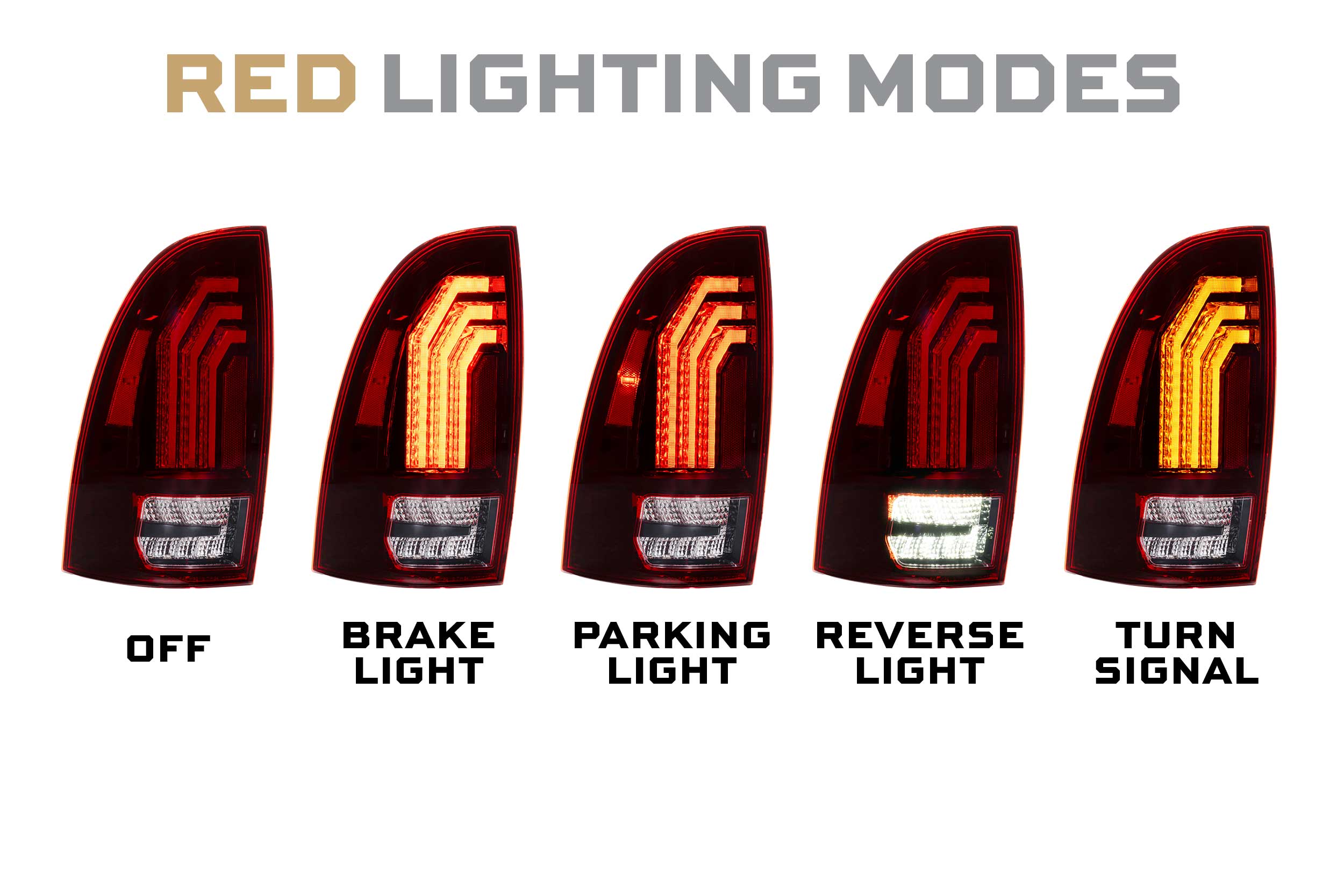 XB LED Tail Lights: 2005-2015 Toyota Tacoma, Set (Choose Red or Clear Lens) - Apollo Off-Road
