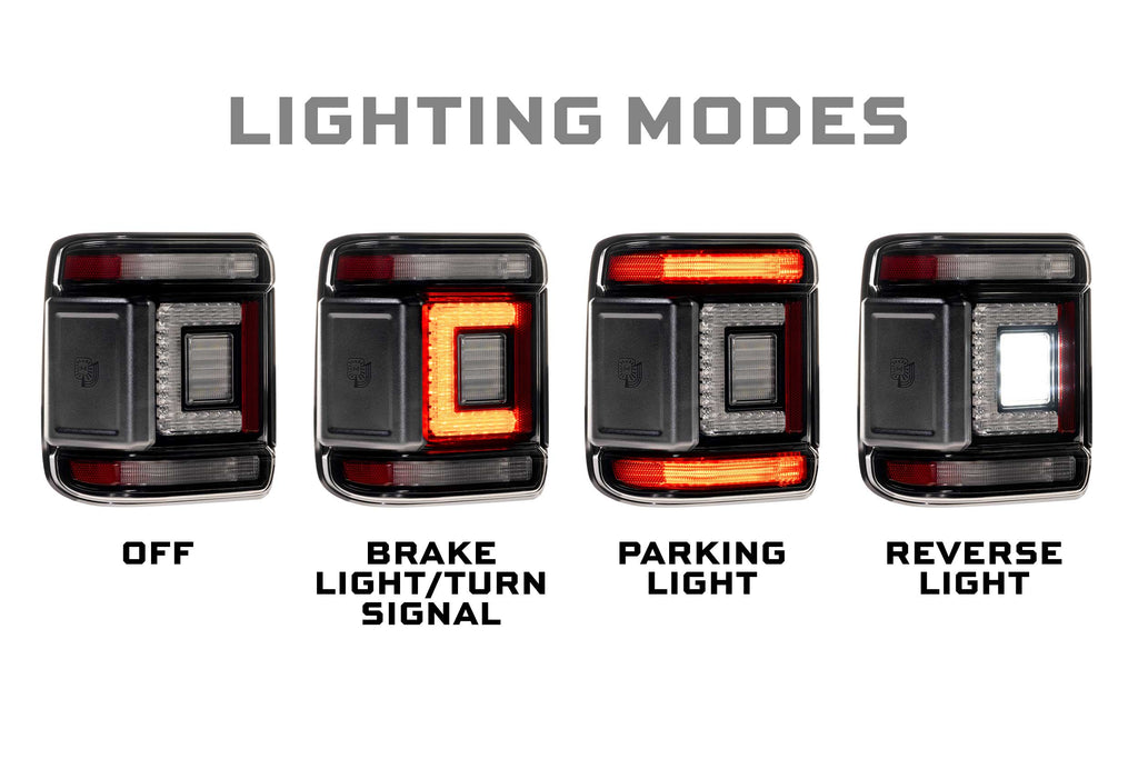 XB LED Tail Lights: 2018+ Jeep Wrangler JL, Set (Choose Smoked or Red Lens) - Apollo Off-Road