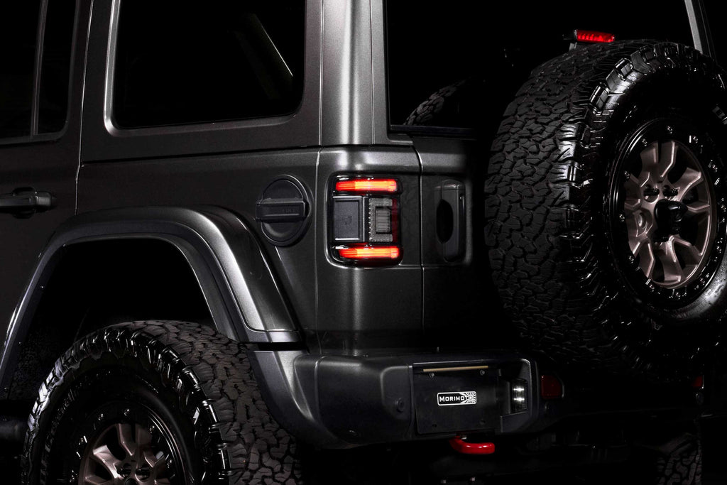 XB LED Tail Lights: 2018+ Jeep Wrangler JL, Set (Choose Smoked or Red Lens) - Apollo Off-Road